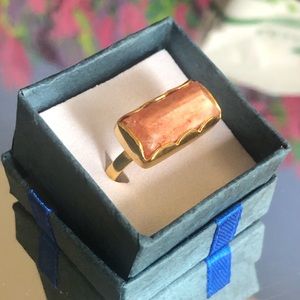 Handcrafted 18kt 925 vermeil strawberry quartz ring 8.5